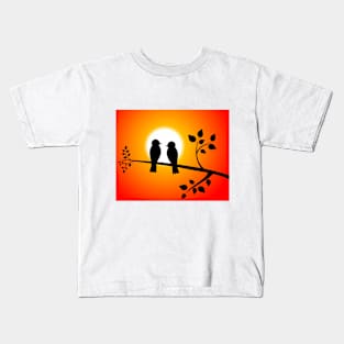 Two birds watching the sunset Kids T-Shirt